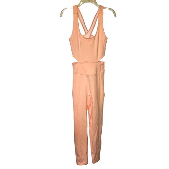 New Free People FP MOVEMENT Back It Up One-sie $98 LARGE Peach LEOTARD - Picture 5 of 8